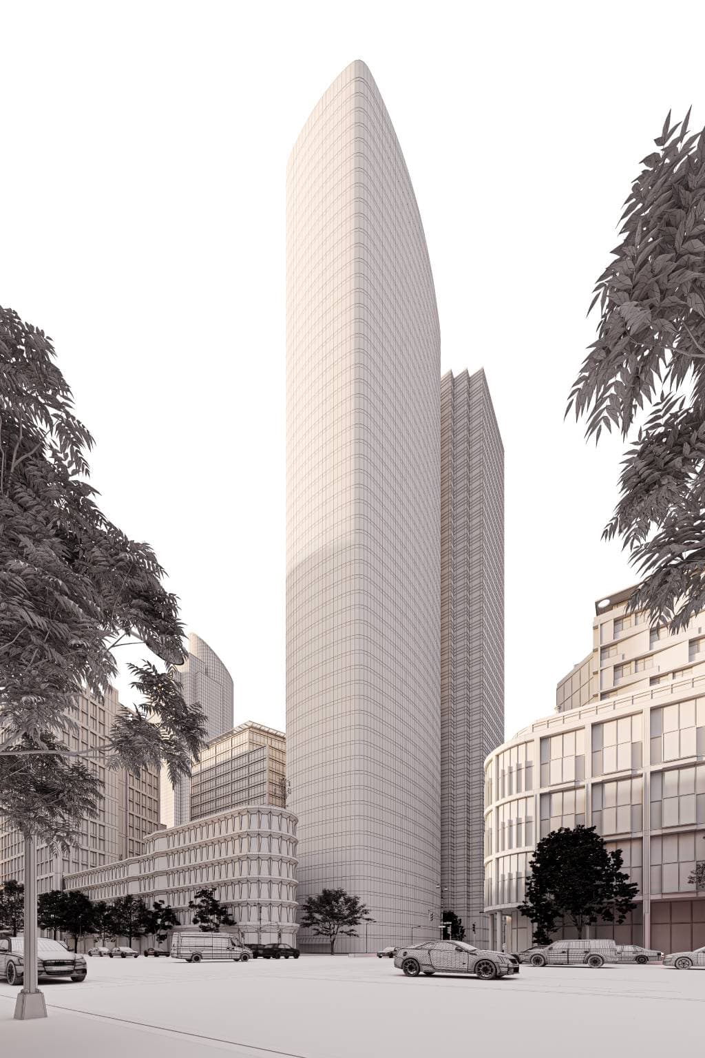 Wire high skyscraper building